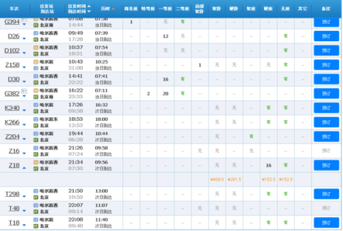 Z18次列车最新时刻表发布